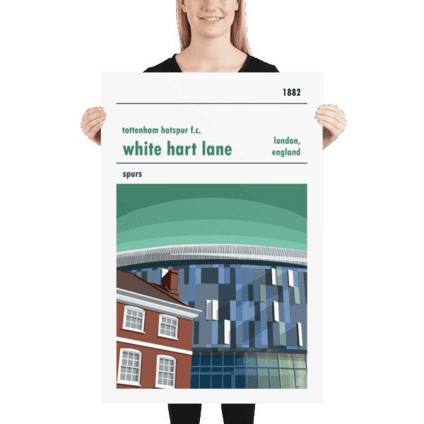 A large football stadium poster of the new White Hart Lane, home to Spurs FC