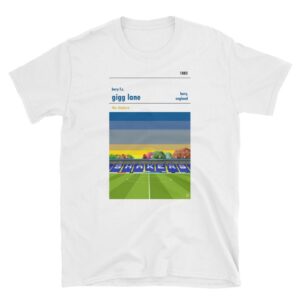 A white t shirt of Gigg Lane home to Bury FC