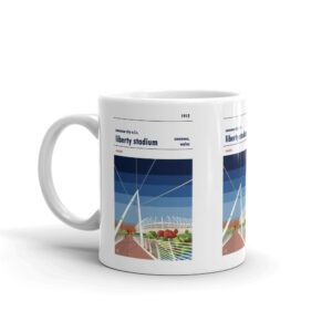A coffee mug of LLiberty Stadium, home to Swansea City FC