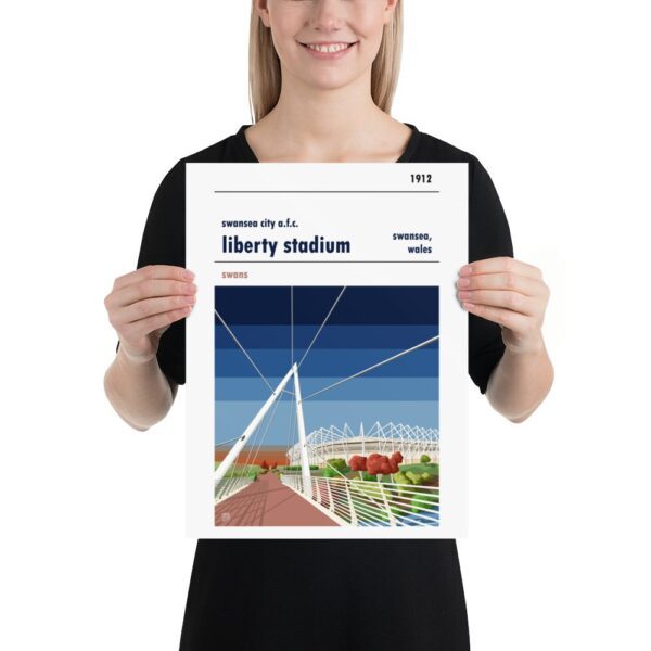A medium sized football print of Swansea City and Liberty Stadium