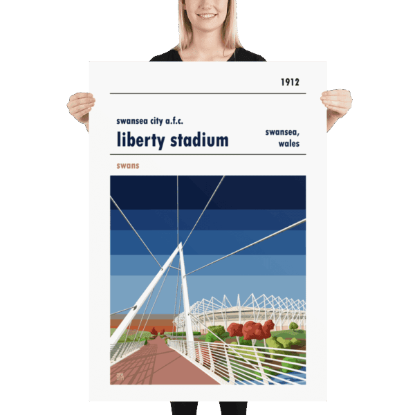 A huge football poster of Liberty Stadium, home to Swansea City FC