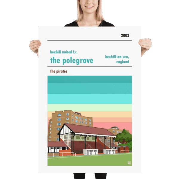 A huge stadium poster of Bexhill United and the Polegrove