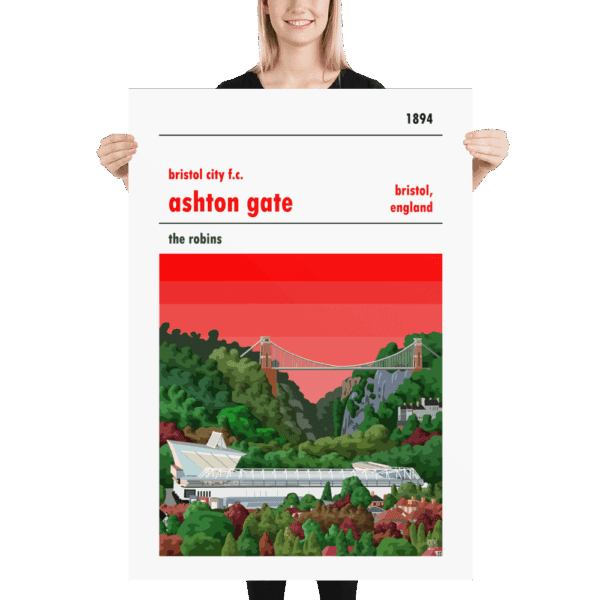 A huge stadium poster of Ashton Gate and Bristol City