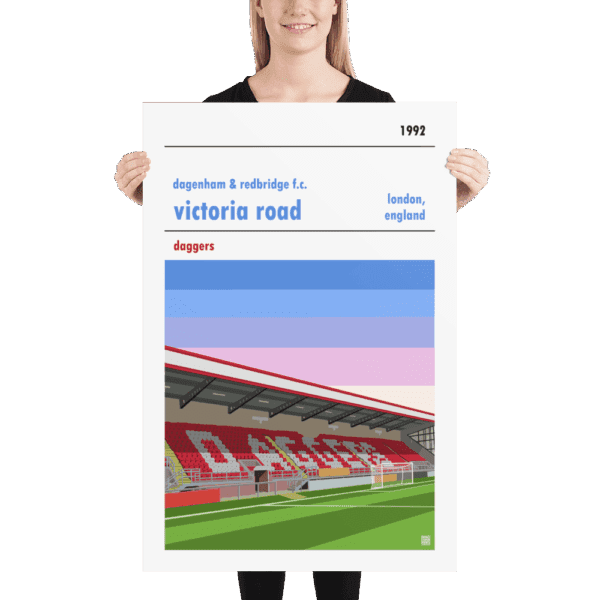 A huge football poster of Dagenham and Redbridge and Victoria Road