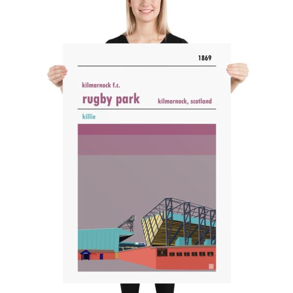 A huge Kilmarnock FC and Rugby Park vintage football poster