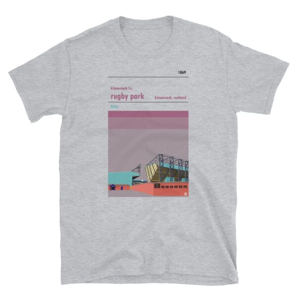 A grey t shirt of Rugby Park and Kilmarnock FC