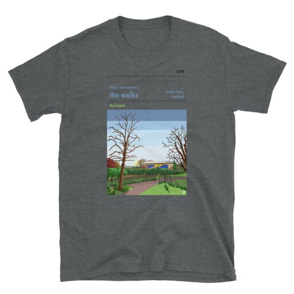 A dark Grey t shirt of the sunrise over The Walks and King’s Lynn Town fc
