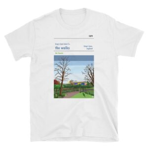 A white retro t shirt of sunrise over Kingβs Lynn Town FC and The Walks