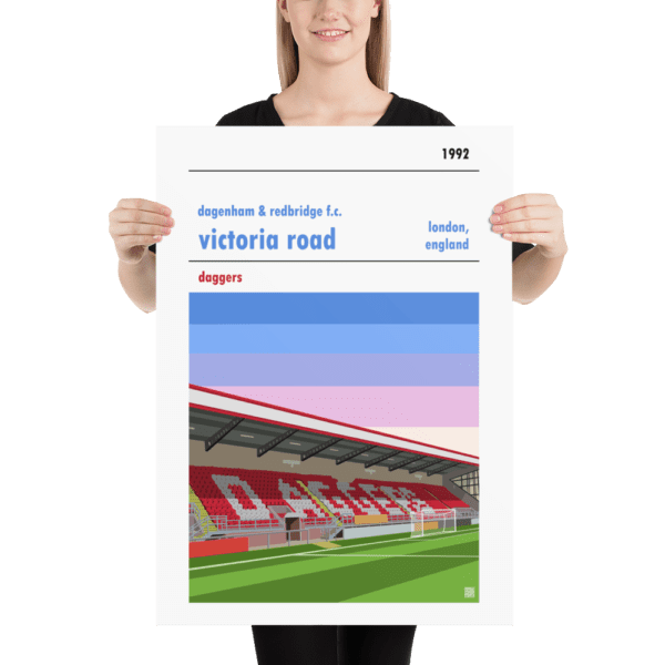 A football art poster of Dagenham and Redbridge and Victoria Road