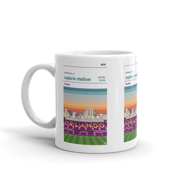 A coffee mug of Exploria Stadium and Orlando City SC