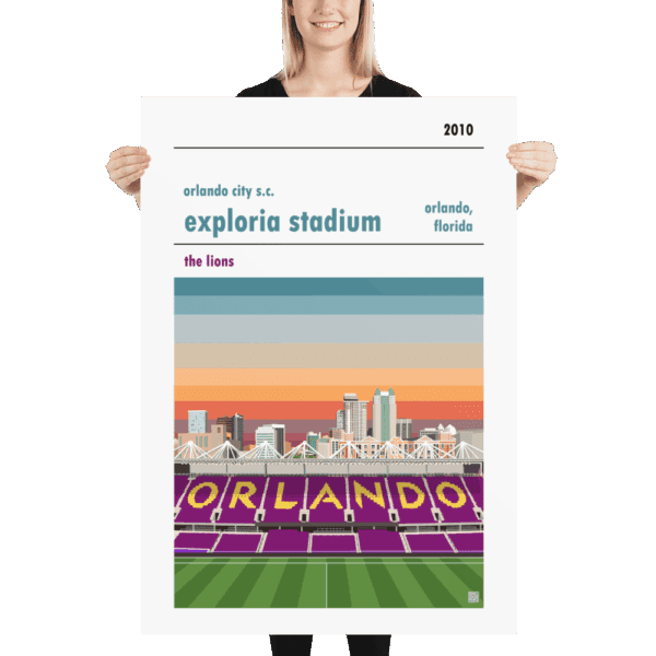 A huge soccer print of Exploria Stadium and Orlando City SC