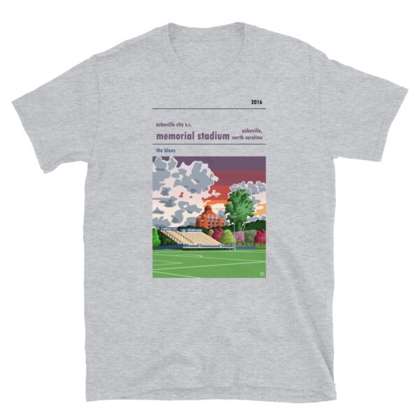 Grey Asheville City S.C. and Memorial Stadium t-shirt