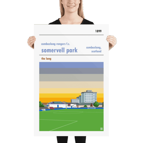 Huge football poster of Cambuslang Rangers FC and Somervell Park