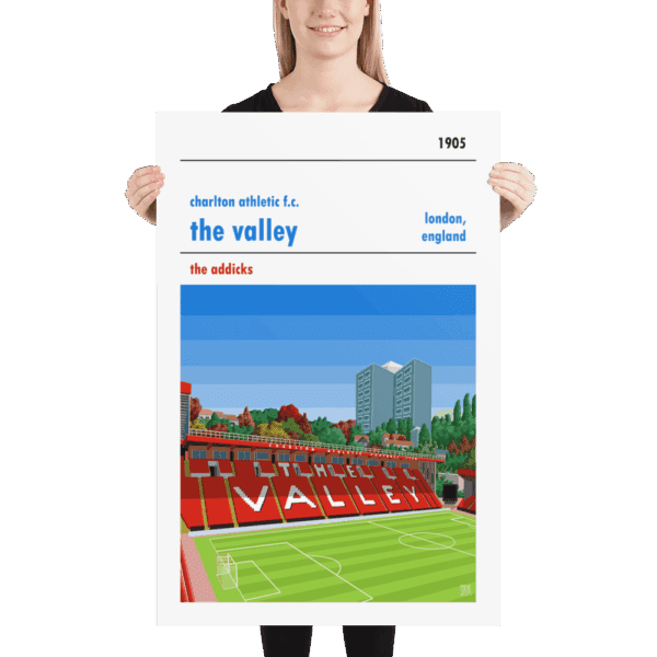 Huge football poster of Charlton FC and the Valley