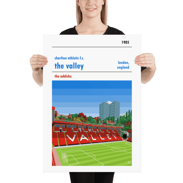 Large football poster of Charlton FC and the Valley