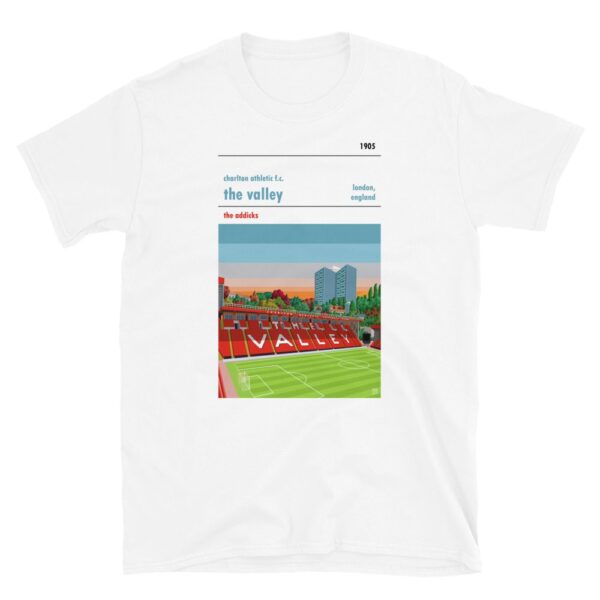 Retro look The Valley at dusk, Charlton Athletic FC, Short-Sleeve Unisex T-Shirt