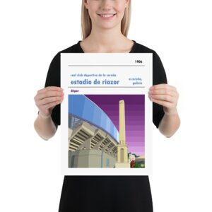 Retro look Estadio de Riazor, Deportivo de la Coruna, Poster