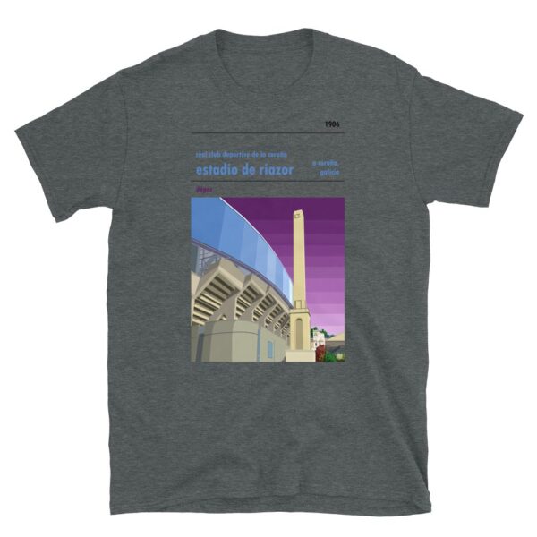 Dark grey Real Club Deportivo de La Coruña and Estadio de Riazor t-shirt