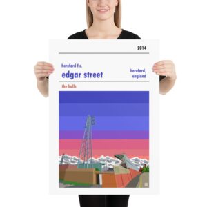 Retro look Edgar Street at dusk, Hereford FC, print