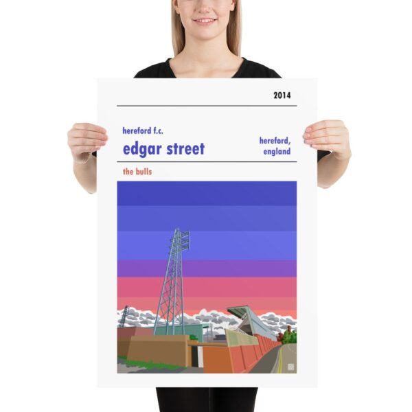 Retro look Edgar Street at dusk, Hereford FC, print