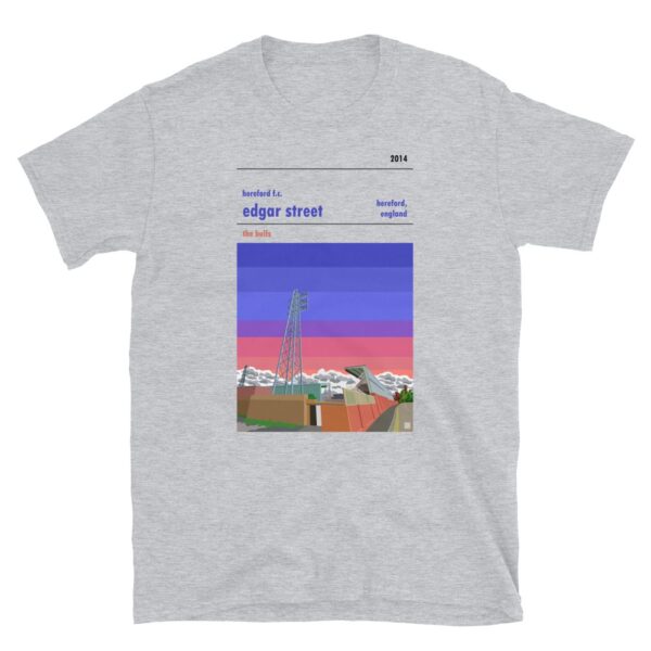 Retro look Edgar Street at dusk, Hereford FC, Short-Sleeve Unisex T-Shirt - Image 4