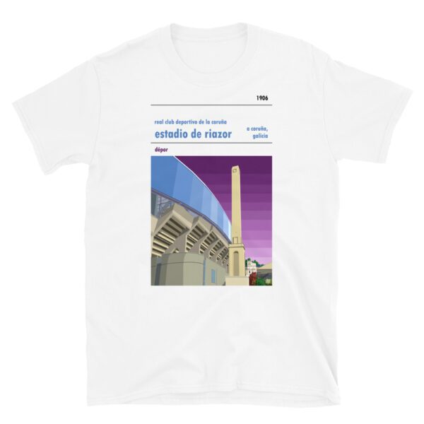 White Real Club Deportivo de La Coruña and Estadio de Riazor t-shirt