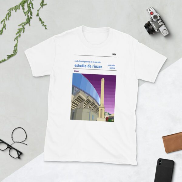 White lifestyle Real Club Deportivo de La Coruña and Estadio de Riazor t-shirt