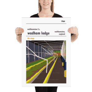 Retro look Wadham Lodge, inside terrace, Walthamstow FC, Print