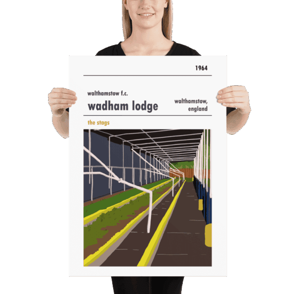 Retro look Wadham Lodge, inside terrace, Walthamstow FC, Print
