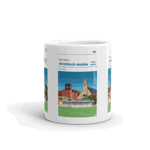 Retro look Christchurch Meadow, Belper Town FC, Blue Mug - Image 3