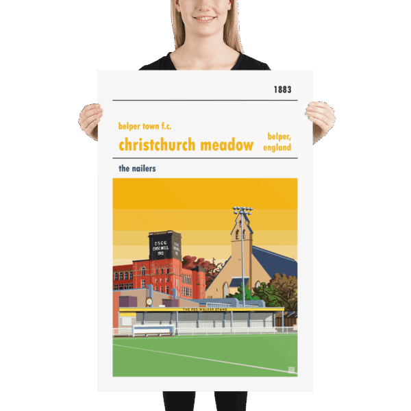 Huge football poster of Yellow Sky Belper Town and Christchurch Meadows