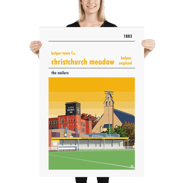 Massive football poster of Yellow Sky Belper Town and Christchurch Meadows