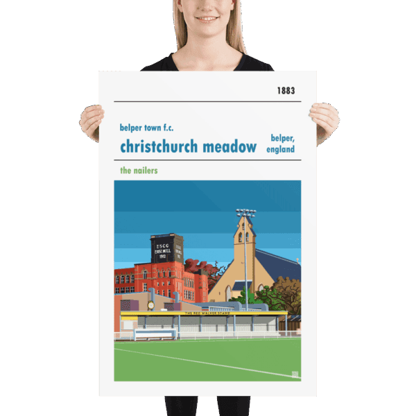 Huge football poster of Belper Town and Christchurch Meadows