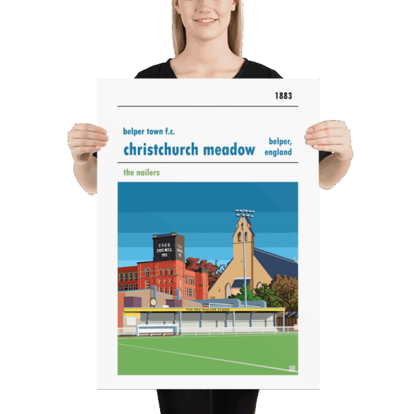 Large football poster of Belper Town and Christchurch Meadows