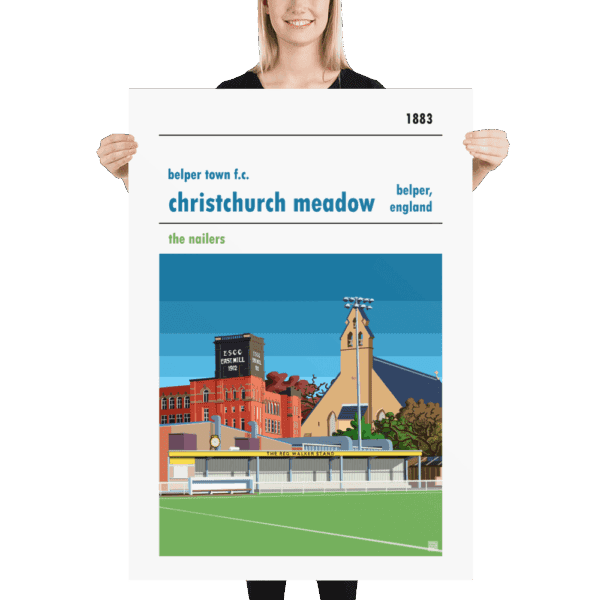 Massive football poster of Belper Town and Christchurch Meadows