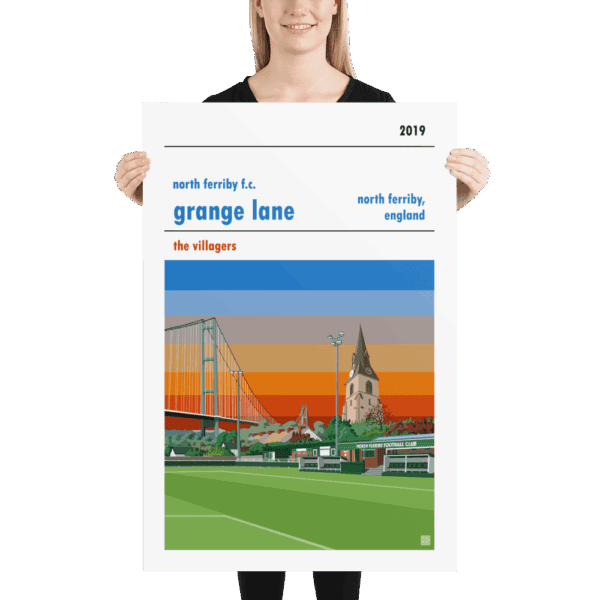 Huge football poster of North Ferriby FC and Grange Lane