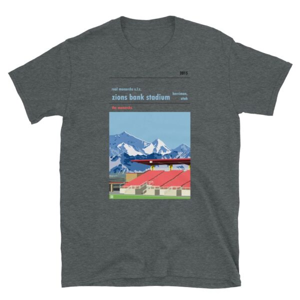 Retro look Zions Bank Stadium, Real Monarchs SLC Short-Sleeve Unisex T-Shirt - Image 3
