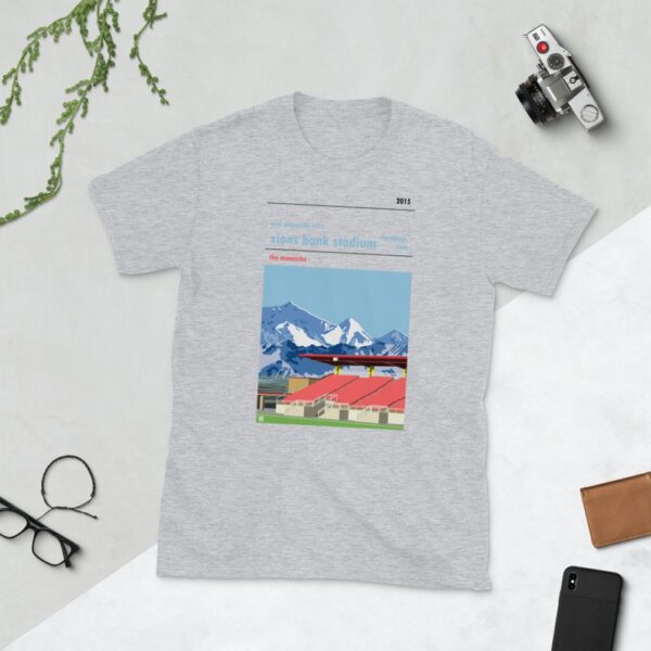 Retro look Zions Bank Stadium, Real Monarchs SLC Short-Sleeve Unisex T-Shirt - Image 2