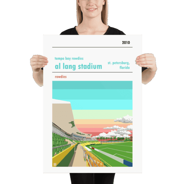 Large football poster of Al Lang Stadium and the Tampa Bay Rowdies
