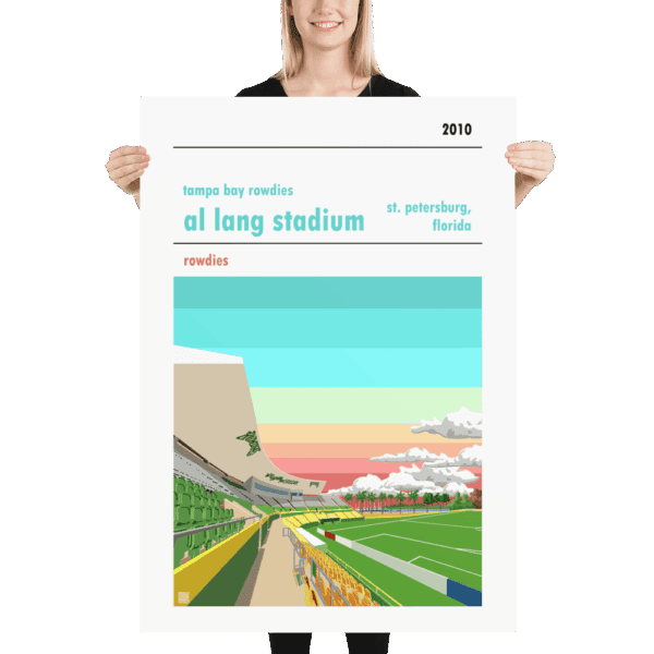 Massive football poster of Al Lang Stadium and the Tampa Bay Rowdies