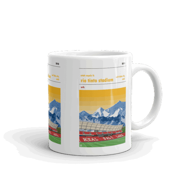 Retro look Rio Tinto Stadium, Utah Royals FC Mug - Image 2