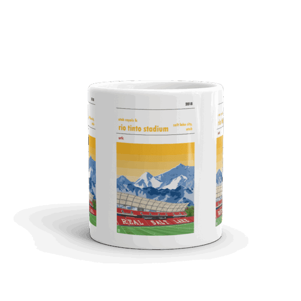 Retro look Rio Tinto Stadium, Utah Royals FC Mug - Image 3