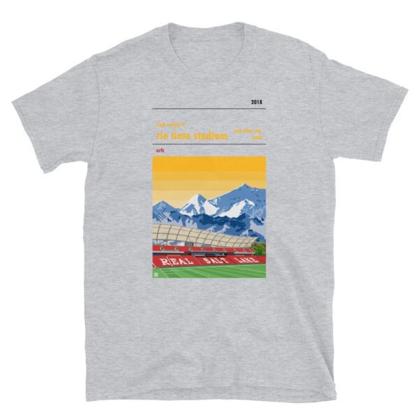 Grey t-shirt of the Utah Royals FC and the Rio Tinto Stadium