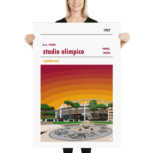 Massive football poster of AS Roma and Stadio Olimpico
