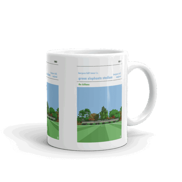 Retro look Green Elephants Stadium, Burgess Hill Town FC Mug - Image 2