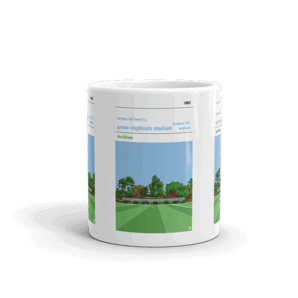 Retro look Green Elephants Stadium, Burgess Hill Town FC Mug - Image 3