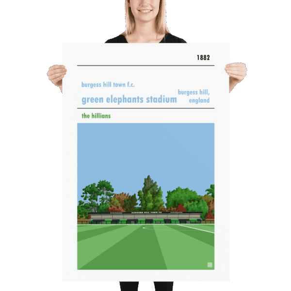 Massive football poster of Burgess Hill Town FC and Elephants Stadium
