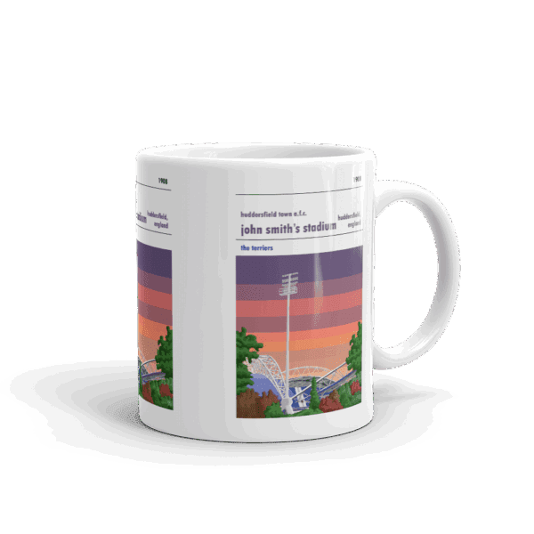 Retro look John Smith's Stadium, Huddersfield Town AFC, Sunset Mug - Image 2