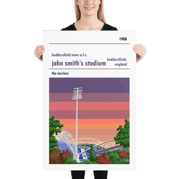 Huge John Smith’s Stadium and Huddersfield Town AFC, Sunset football poster