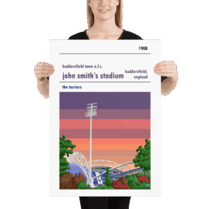 Large John Smithβs Stadium and Huddersfield Town AFC, Sunset football poster